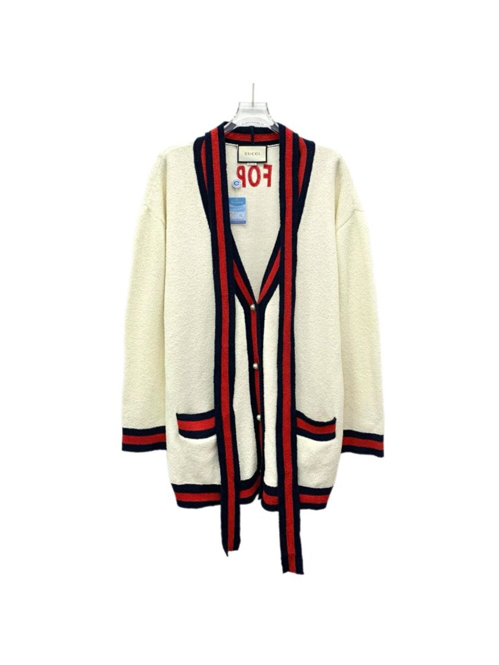 Gucci Beige Cotton V-Neck Cardigan